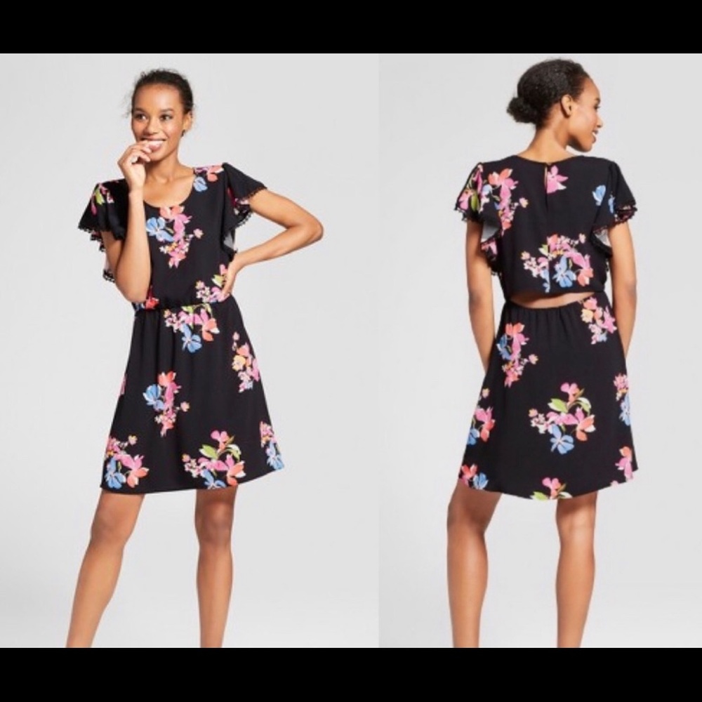 NWT A New Day Black Floral Dress
